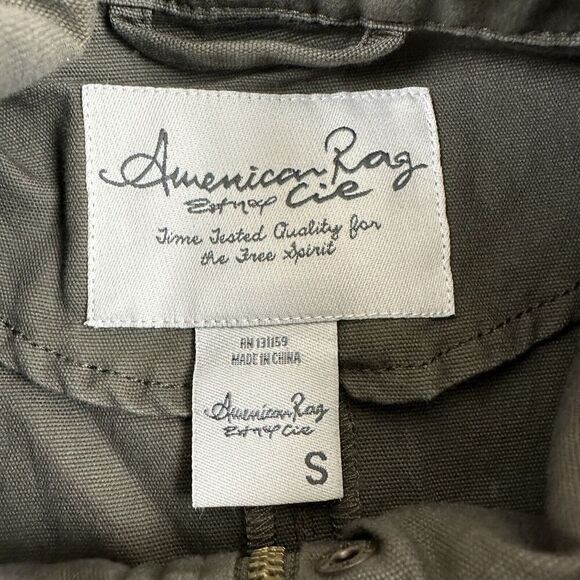 American Rag Army Green Full Zip Utility Vest Drawstring Waist 100% Cotton Sz S - Picture 6 of 12